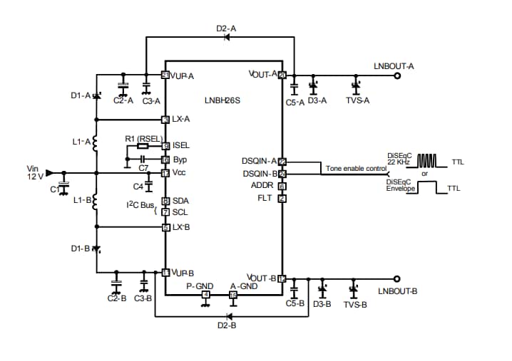 Schematic - STMicroelectronics STEVAL-LNBH05 Evaluation Board